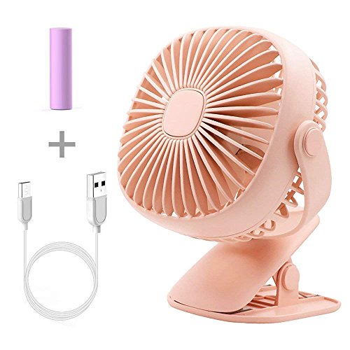 Clip on Fan with LED Night Light  USB or 2000mAh Rechargeable Battery Powered Small Desk Fan Whisper Quiet with 3 Speed Swivel 720° Portable Stroller Fan for Baby Stroller Home Office Camping Pink - B07D7T3JW1